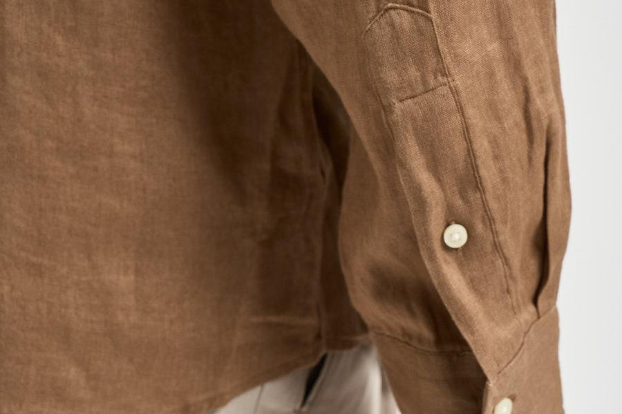 Camicia uomo in lino marrone 710966294 505 RALPH LAUREN 