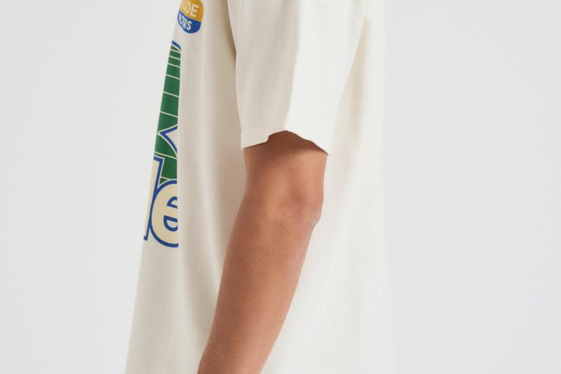 T-shirt uomo girocollo con stampa verde TT11012 VINTAGEWHITE0028 RHUDE 