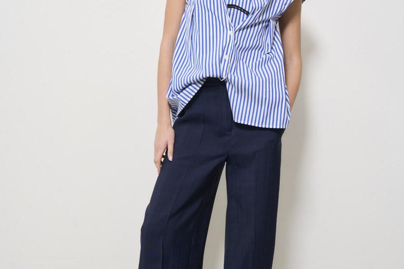 Camicia donna Nicol a righe celeste Y5SK34 75RIG SEMICOUTURE 