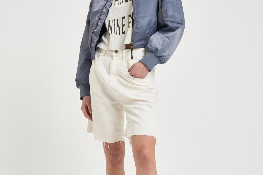 Bomber donna cropped in nylon grigio 12156 DARKGREY ANINE BING 