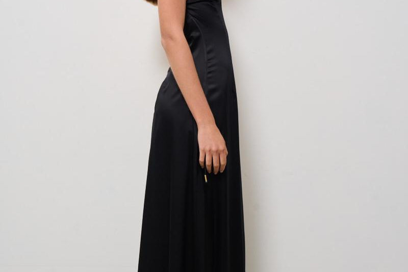 Abito donna lungo Lindsey nero 625SS6610S BLACK DANAME 