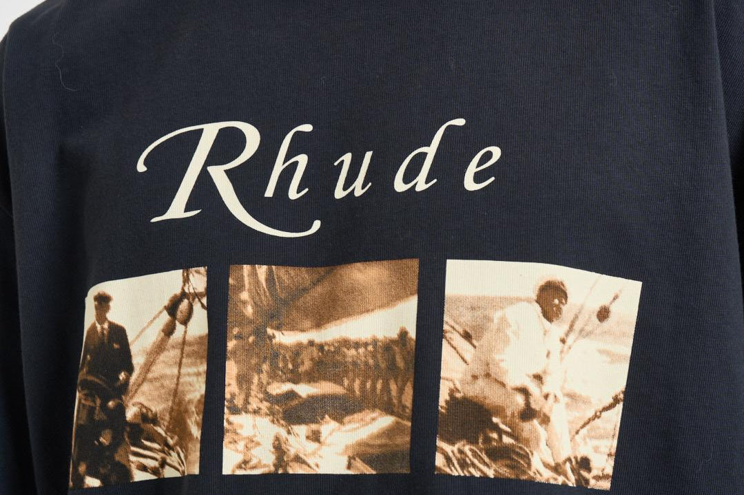 T-shirt uomo manica lunga con stampa nera TT14012 6009BLACK RHUDE 