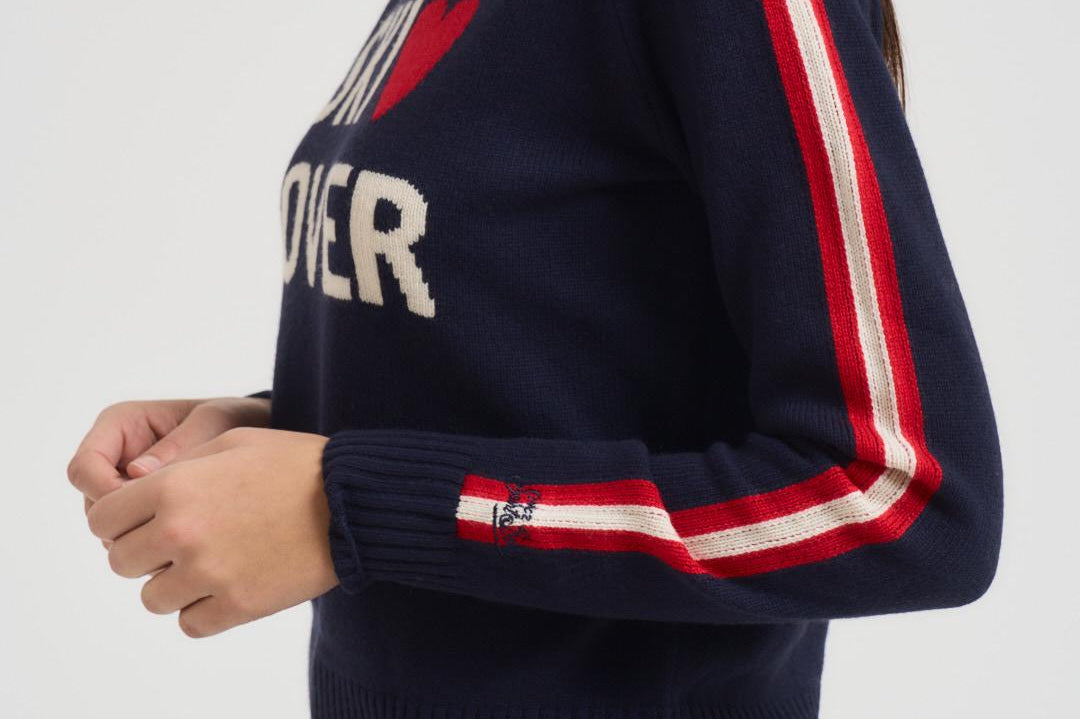 Maglia donna con stampa blu e rossa PEAK SKILOVE6141 MC2 SAINT BARTH 