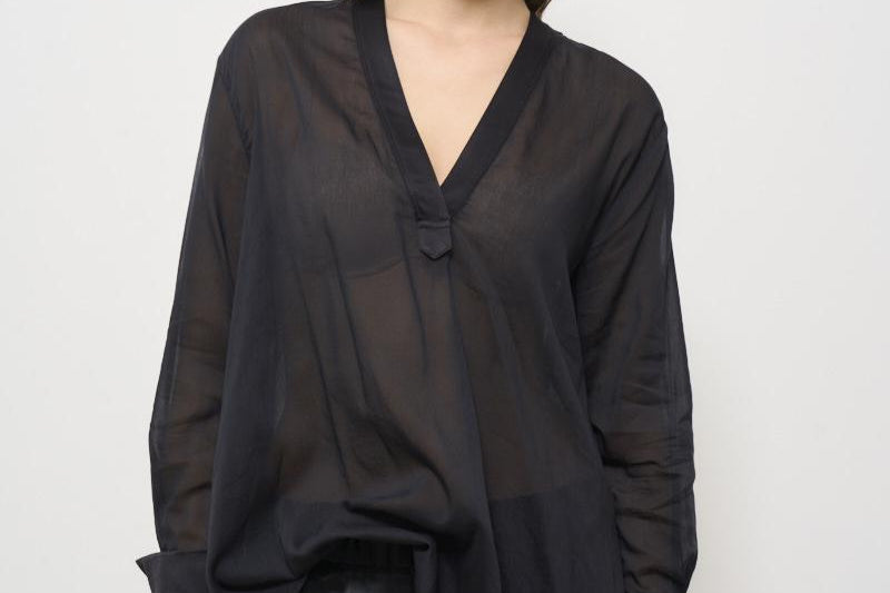 Camicia donna nera semitrasparente 13894 8022 FORTE FORTE 
