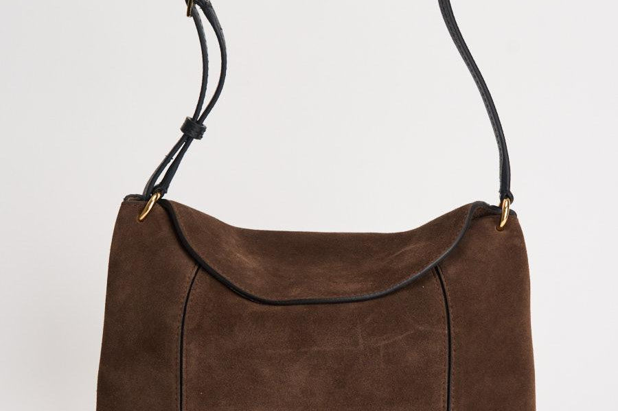 Borsa donna "Penelope" Slouch in suede testa di moro 000148 PALISSANDERSUEDE WANDLER 