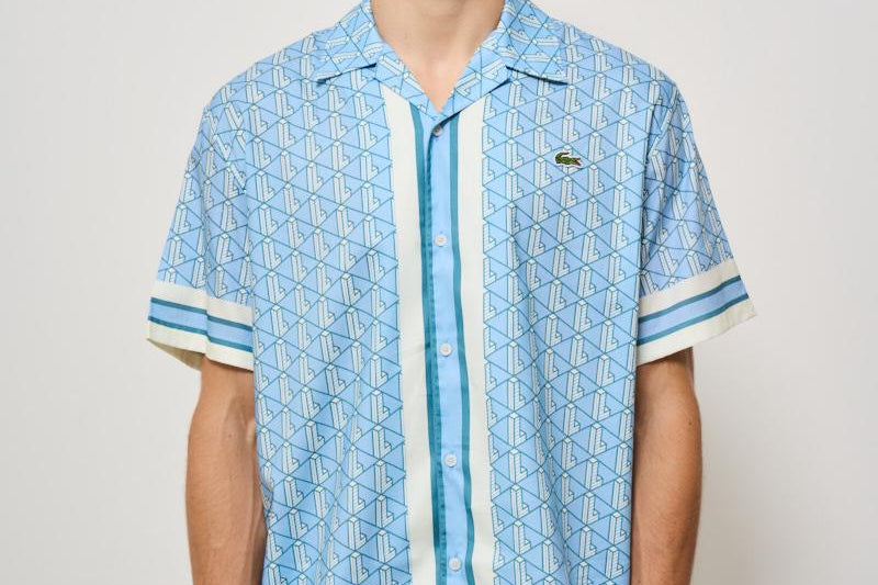 Camicia uomo monogram celeste CH9094 GIL LACOSTE 