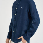 Camicia uomo in lino blu 710968915 506 RALPH LAUREN 