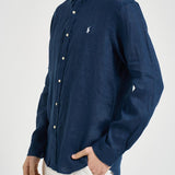 Camicia uomo in lino blu 710968915 506 RALPH LAUREN 