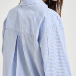 Camicia donna a righe azzurra e bianca CYS0001 AMA31 MC2 SAINT BARTH 