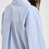Camicia donna a righe azzurra e bianca CYS0001 AMA31 MC2 SAINT BARTH 