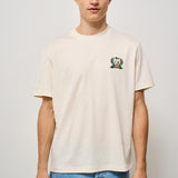 T-shirt uomo girocollo ecru con logo TH0027 XFJ LACOSTE 
