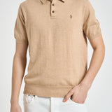 Polo uomo in maglia beige 710980682 500 RALPH LAUREN 