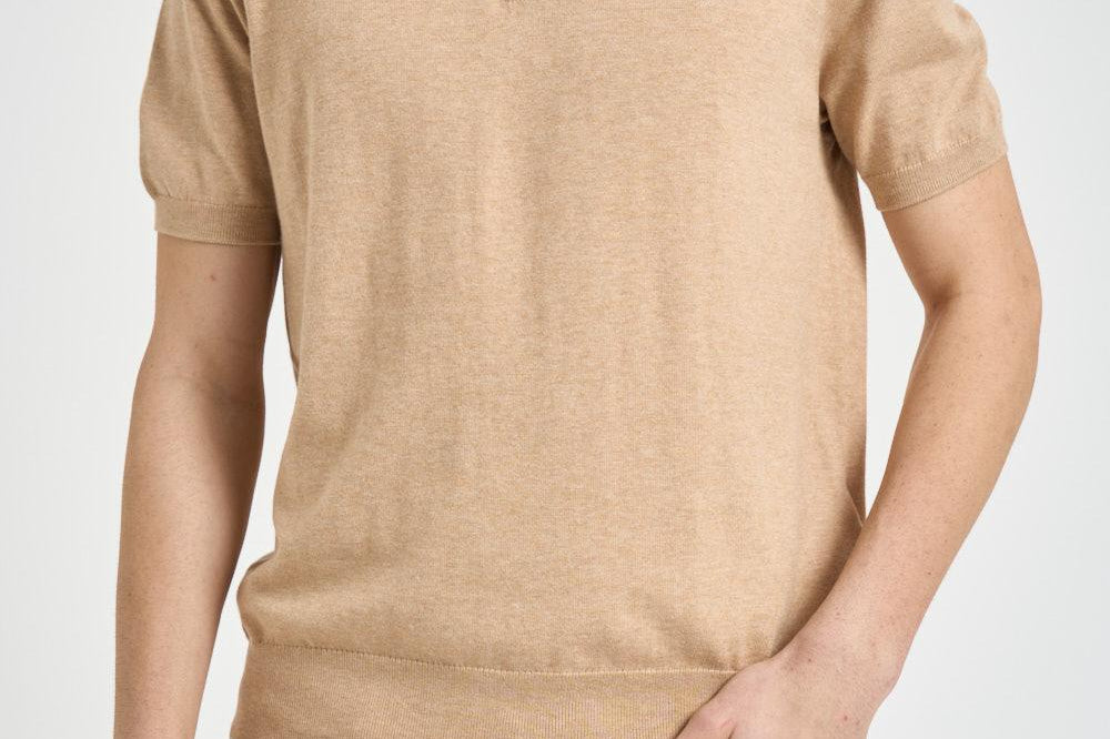 Polo uomo in maglia beige 710980682 500 RALPH LAUREN 
