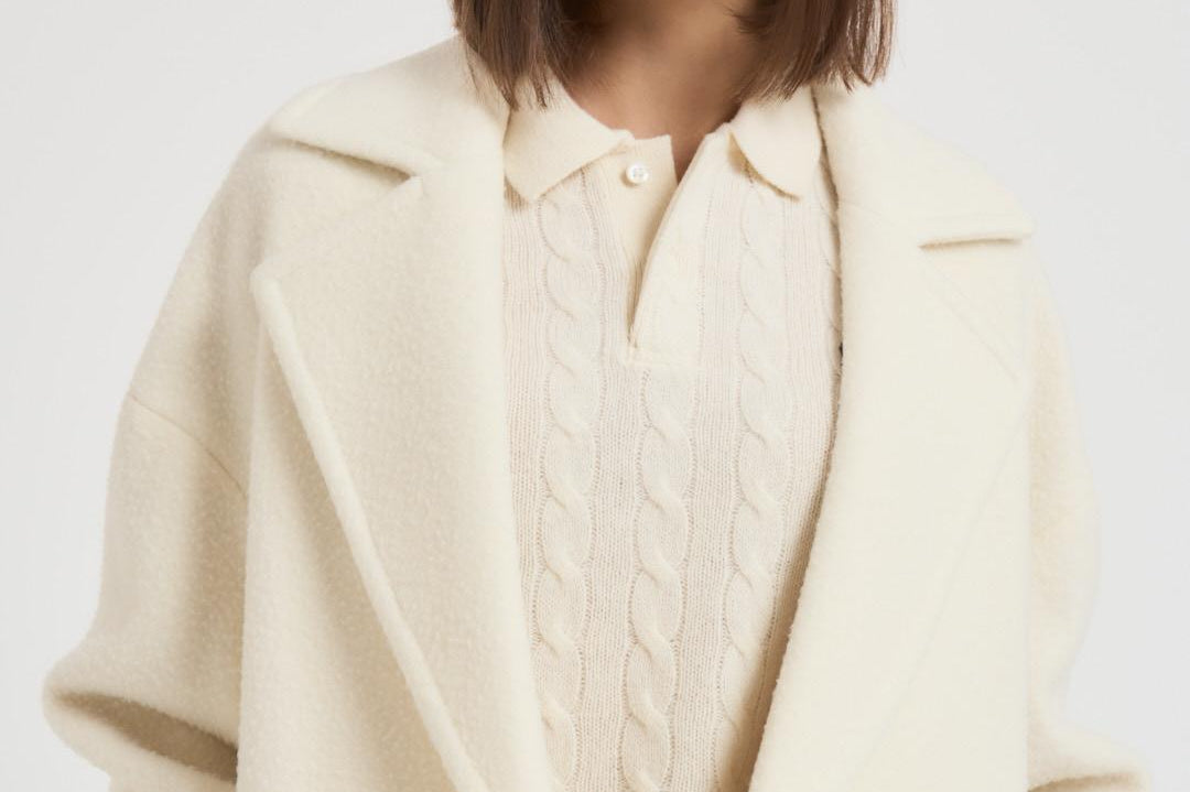 Cappotto donna midi in lana panna NAUSICA FENICE100 ACCADEMIE TESSILI 