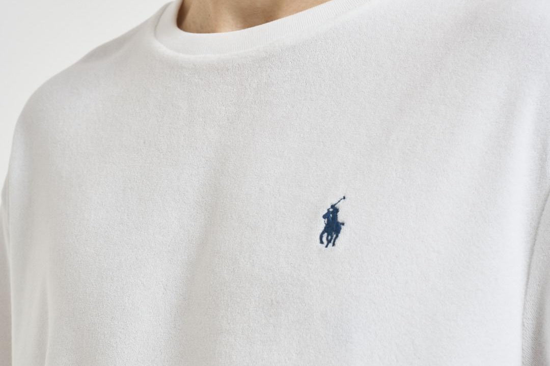T-shirt uomo girocollo in spugna bianca 710A12492 003 RALPH LAUREN 