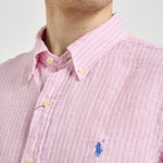 Camicia uomo in lino a righe rosa 710B15594 008 RALPH LAUREN 