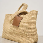Borsa donna in rafia a mano beige V8.8EV NATURAL MANEBI' 