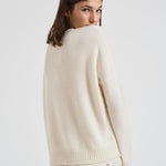 Maglione donna girocollo in cashmere panna AMELIE 755BLACN KUJTEN 