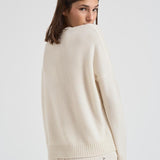 Maglione donna girocollo in cashmere panna AMELIE 755BLACN KUJTEN 