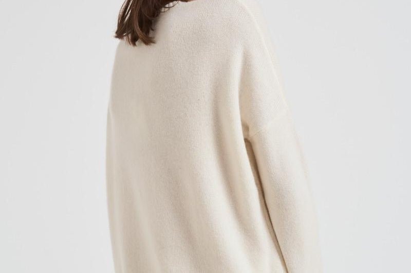 Maglione donna girocollo in cashmere panna AMELIE 755BLACN KUJTEN 