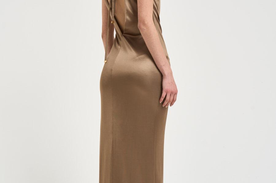 Abito donna drappeggiato tortora ABR24 229 ELISABETTA FRANCHI 