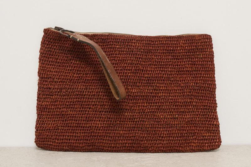 Pochette donna Ampy in rafia mattone AMPY WOOD IBELIV 