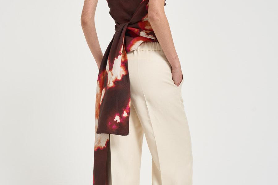 Top donna stampa a fantasia marrone L6SL64 FLW LIVIANA CONTI 