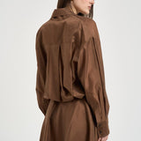 Abito donna midi satinato marrone 4020 T0161CHOCOLATE THE LATEST 