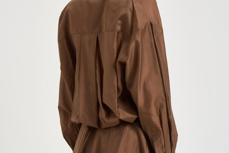Abito donna midi satinato marrone 4020 T0161CHOCOLATE THE LATEST 