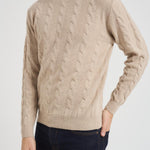 Maglia uomo girocollo a treccia beige 25FCCM010439 112 ACCADEMIE TESSILI 