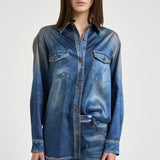 Camicia donna in denim blu slavato GWP02525 P00240650100 GOLDEN GOOSE 