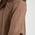 Blusa donna marrone con scollo perline S1194 126 BAZAR DELUXE 