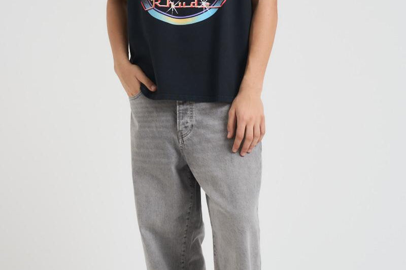 T-shirt uomo girocollo grigia con stampa TT13012 VINTAGEBLACK0027 RHUDE 