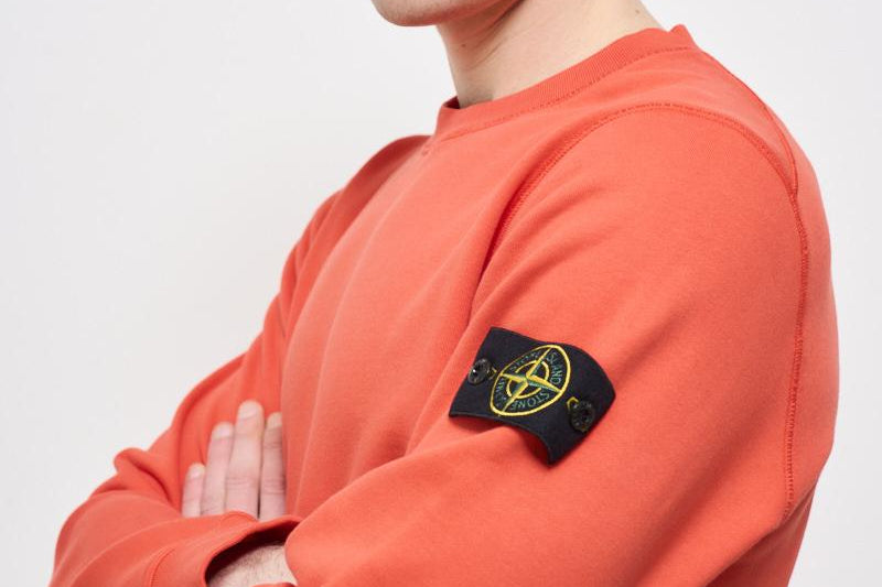 Felpa uomo girocollo arancione 6100044 S0051V008A STONE ISLAND 