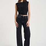Top donna con lacci nero<BR/> FELICINE BLA0126S IRO 