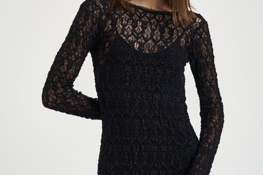 Abito donna in pizzo nero 14896 8001 FORTE FORTE 