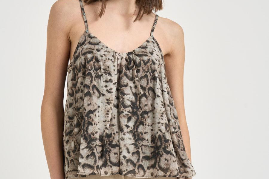 Top donna con stampa animalier marrone 106868 A3APCZ9 PINKO 