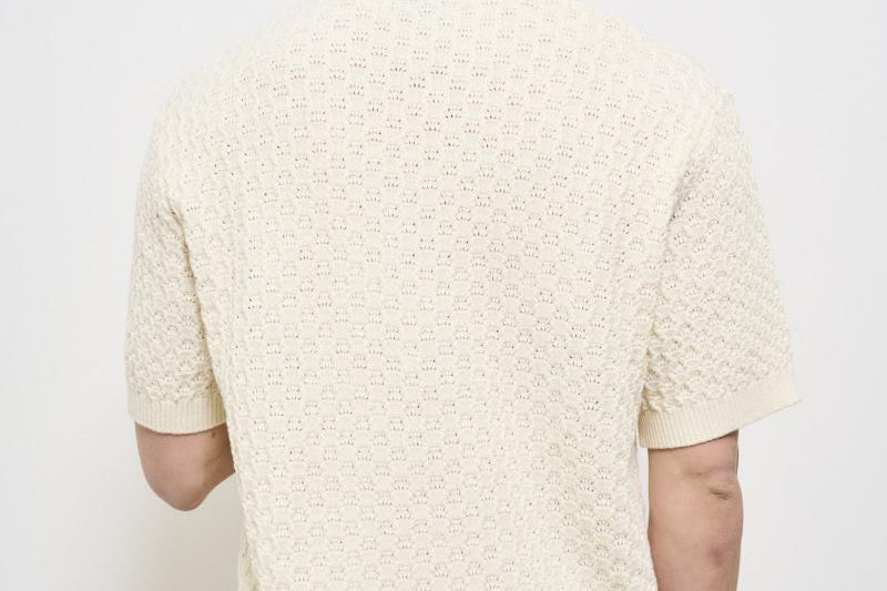 Camicia uomo traforata panna LDM310157 215215IVORY LES DEUX 