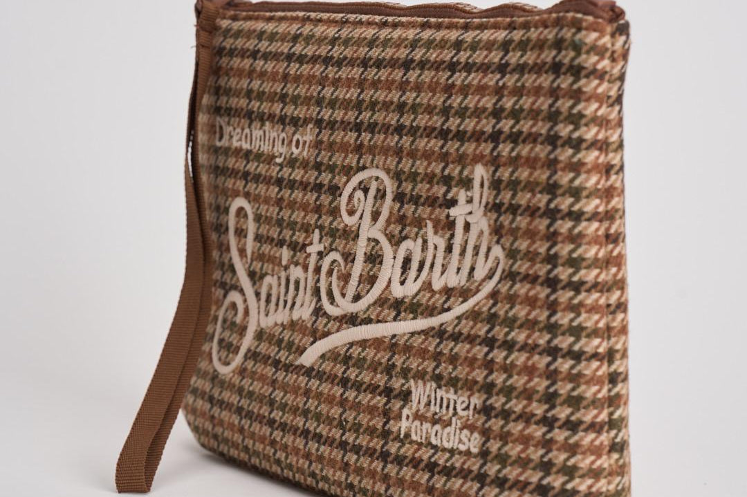 Pochette donna Parisienne Wool Pied de Poule verde ALINE WLPPOULE51 MC2 SAINT BARTH 