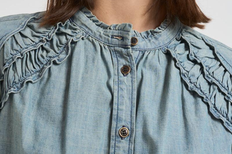 Blusa donna Milya in denim chiaro HT0677FA C3G05E30BU MARANT ETOILE 