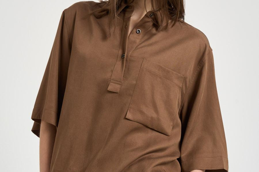 Blusa donna maniche a tre quarti marrone TYC01 MOCHA NINE IN THE MORNING 