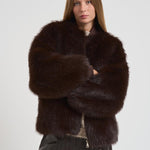Eco Pelliccia donna over marrone scuro 9029 DARKCOFFEE SWORD 6.6.44 