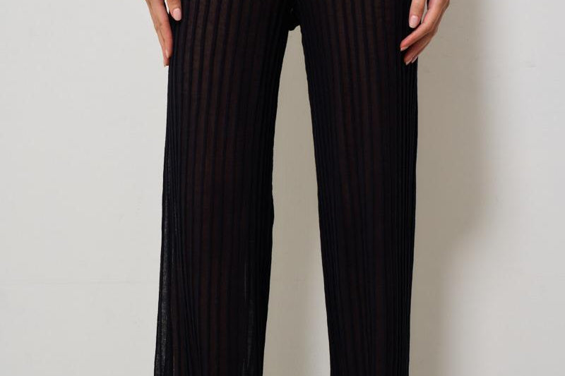 Pantalone donna semitrasparente a costine nero 105150 A2LSZ99 PINKO 