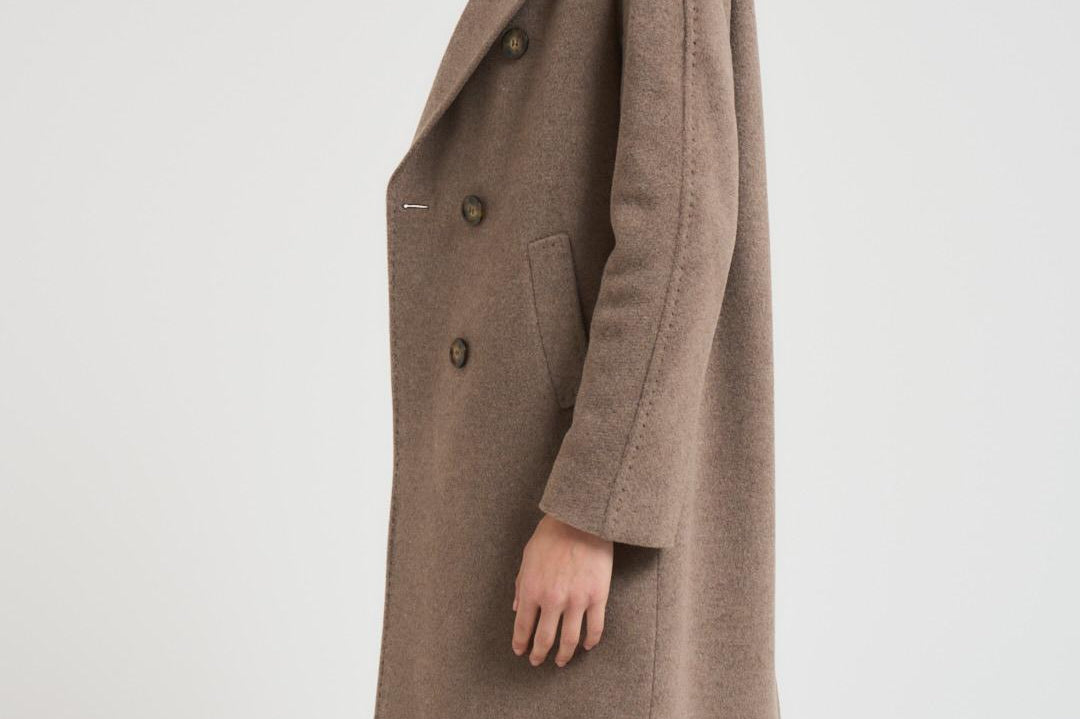 Cappotto lungo donna doppiopetto tortora MYRNA DEBORA81 ACCADEMIE TESSILI 