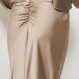 Gonna donna lunga satina beige T170351A GREIGE THE ANDAMANE 