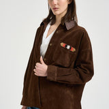 Camicia donna in suede marrone S1177 306 BAZAR DELUXE 