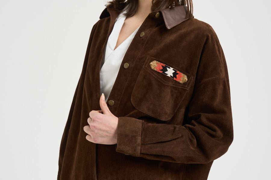 Camicia donna in suede marrone S1177 306 BAZAR DELUXE 