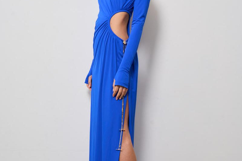 Abito donna lungo Octavia Dress blu cobalto 625SS6629O NAVYBLUE DANAME 