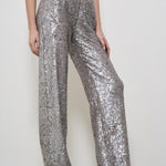 Pantalone donna Gong con paillettes argento D230733 GONG018 P.a.r.o.s.h. 