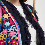 Gilet donna sfrangiato multicolor RAINBOW1GIL NAVY ANTIK BATIK 